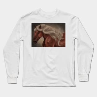 Flaxen Chestnut Horse with Lots of Hair Long Sleeve T-Shirt